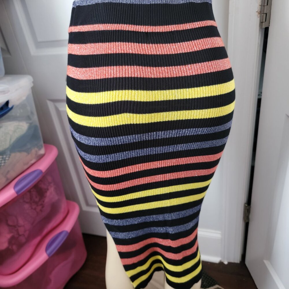 Say What NY Multicolor Stripe Sweater Knit Pencil Midi Skirt - Picture 5 of 10